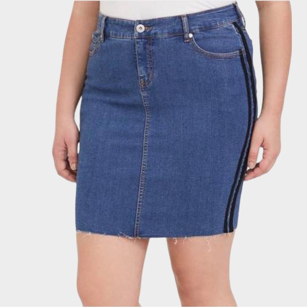 TORRID Denim Skirt - Black Side Track Stripes (Size 14)